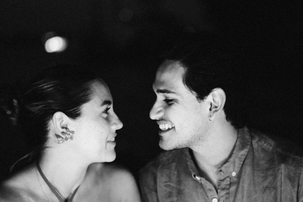 Couple looking at each other with smiles