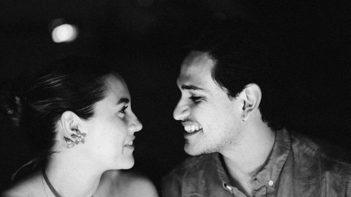 Couple looking at each other with smiles