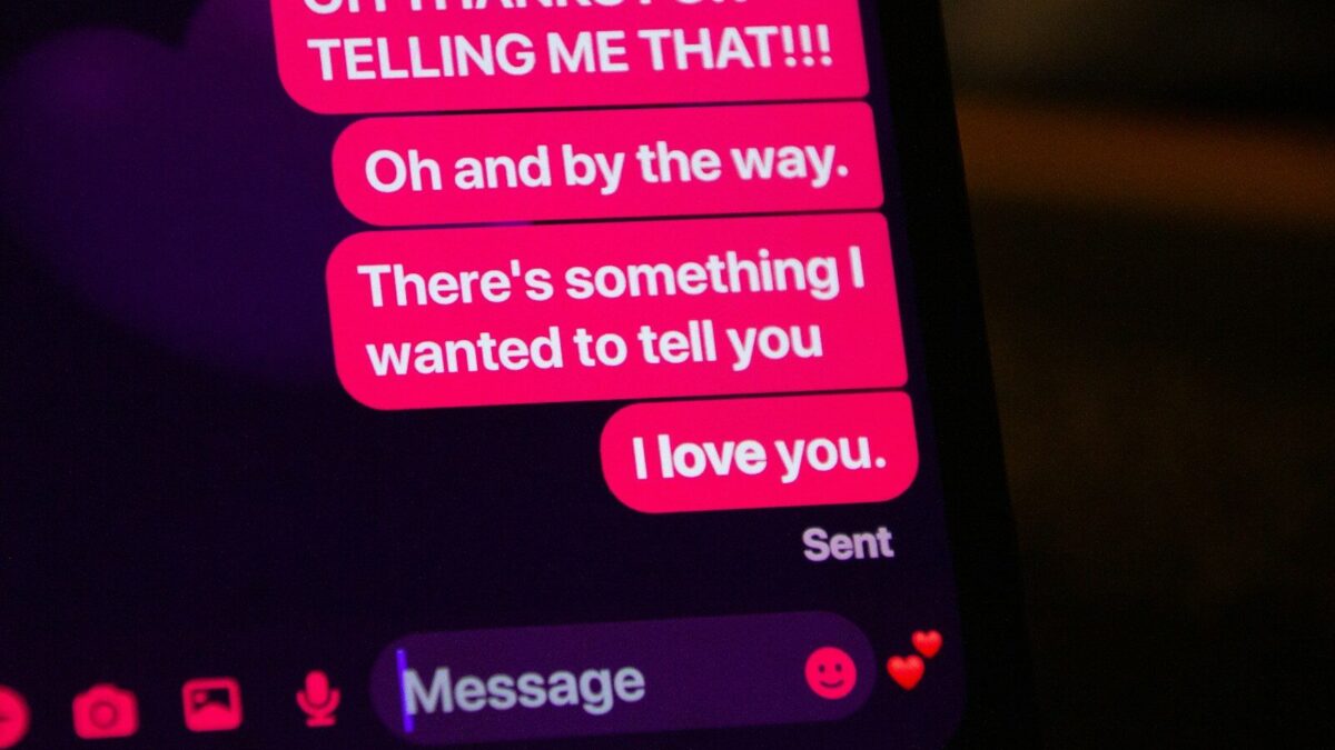 Text message conversation on a phone screen.